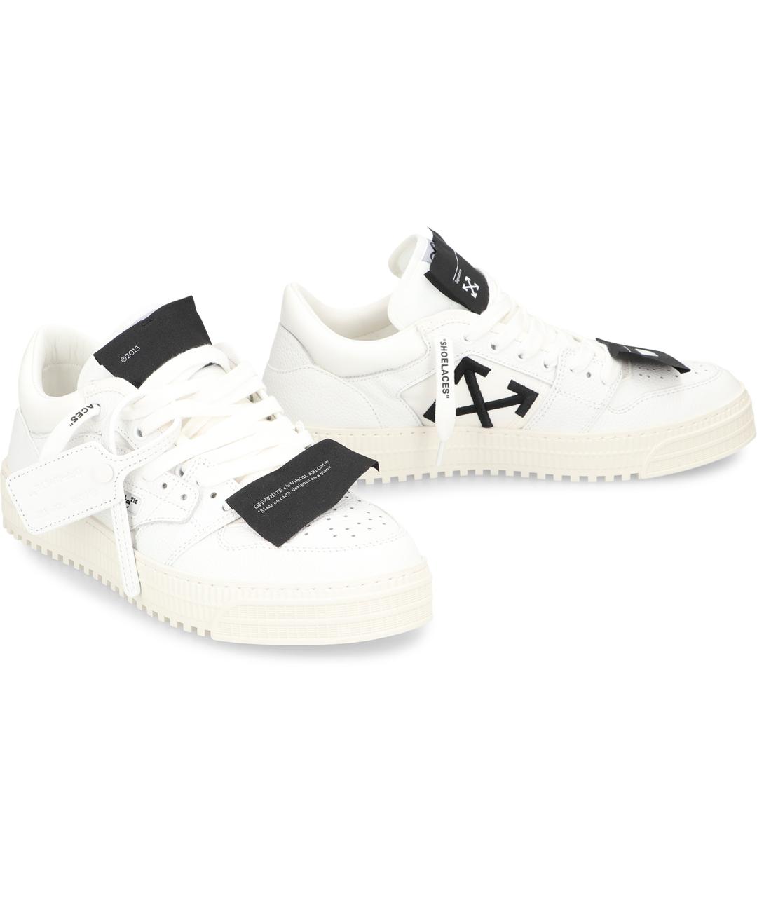 OFF-WHITE Белые кожаные низкие кроссовки / кеды, фото 2