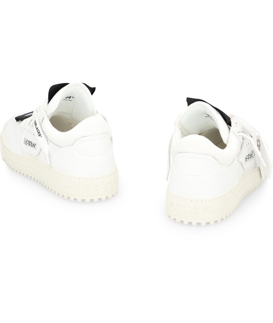 OFF-WHITE Белые кожаные низкие кроссовки / кеды, фото 3