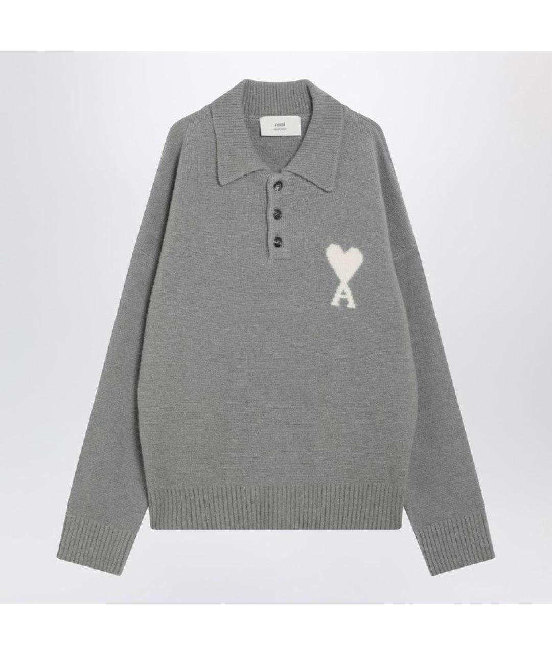 Ami Paris Серый шерстяной джемпер / свитер, фото 3
