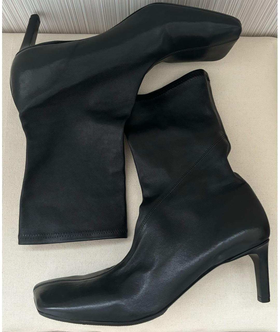 JIL SANDER Черные кожаные ботильоны, фото 7
