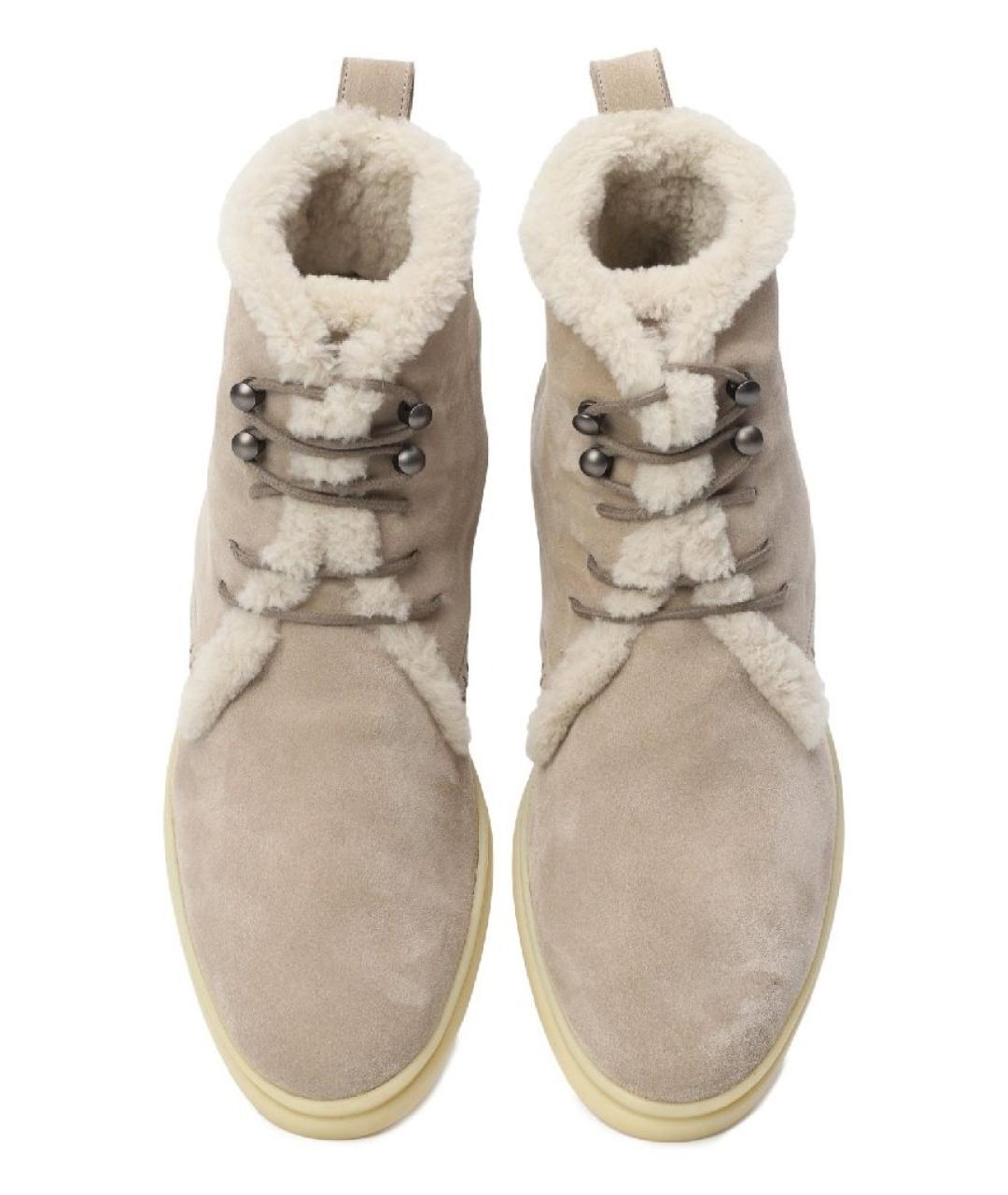 LORO PIANA Бежевые замшевые ботинки, фото 3