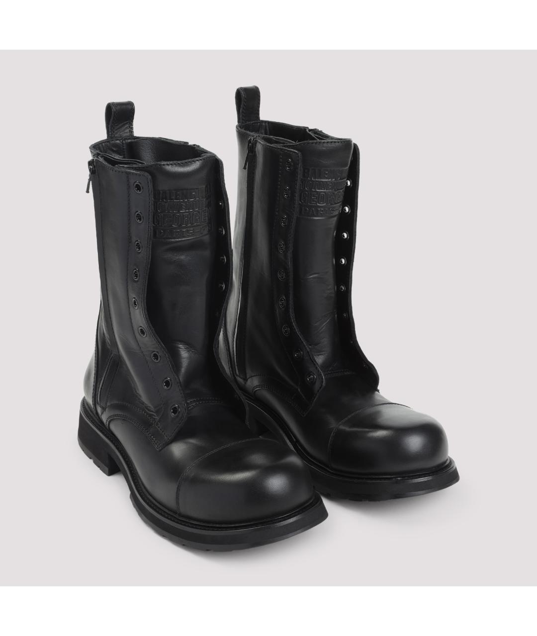 BALENCIAGA Черные кожаные высокие ботинки, фото 5