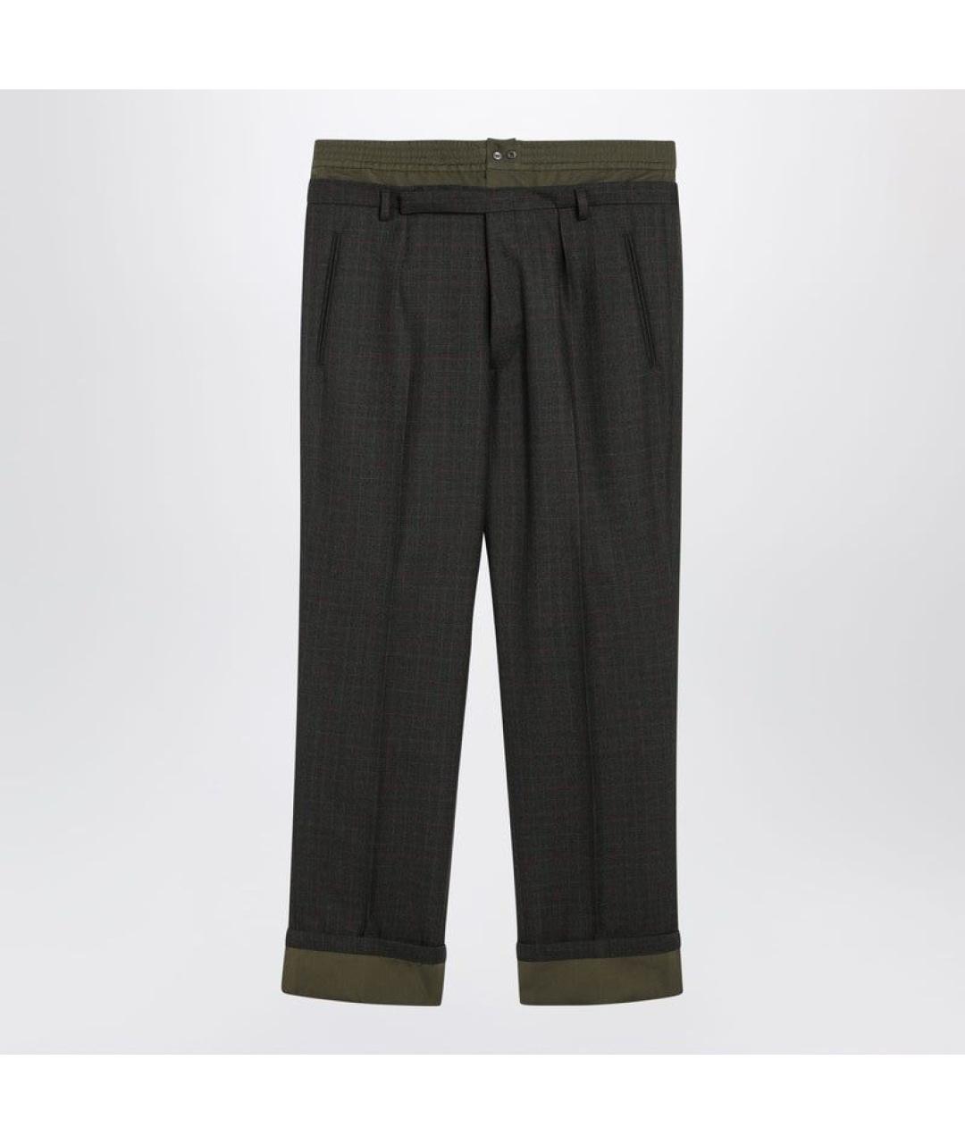 PRADA Серые шерстяные повседневные брюки, фото 2