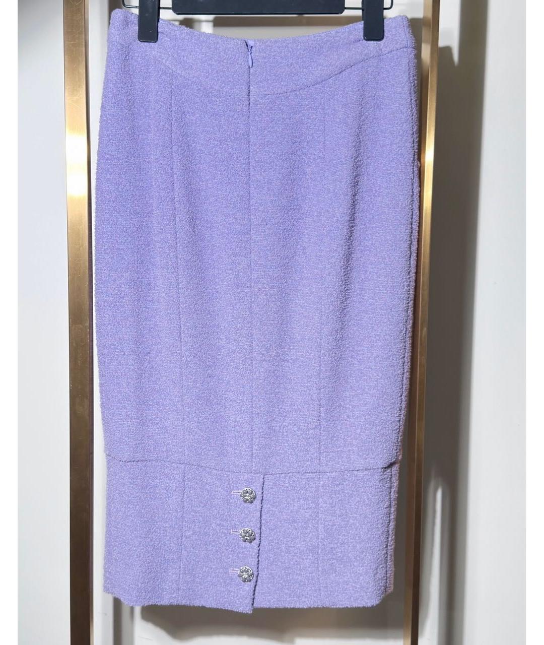 CHANEL Фиолетовая шерстяная юбка миди, фото 2