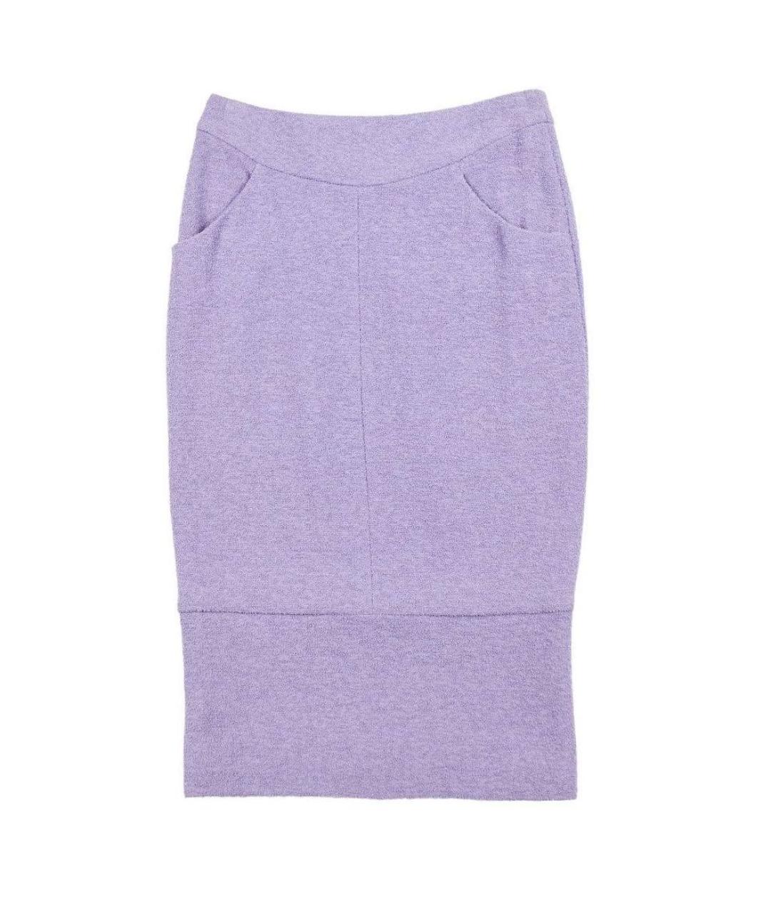 CHANEL Фиолетовая шерстяная юбка миди, фото 1