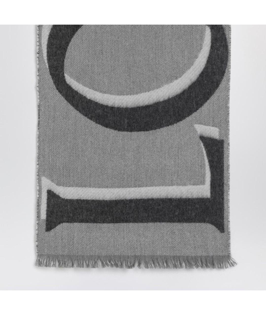 LOEWE Серый шерстяной шарф, фото 2