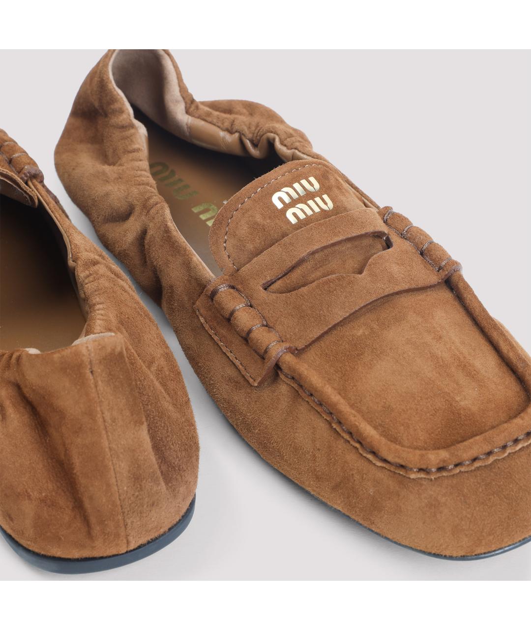 MIU MIU Коричневые замшевые лоферы, фото 5