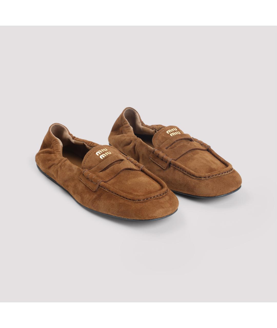 MIU MIU Коричневые замшевые лоферы, фото 4