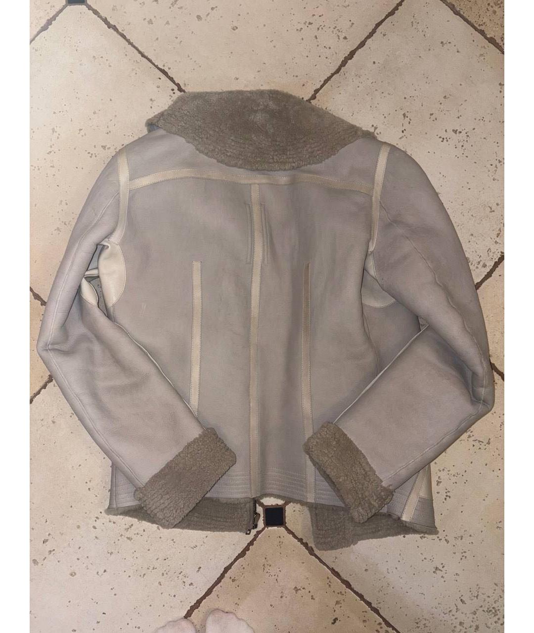 RICK OWENS Бежевая кожаная дубленка, фото 2