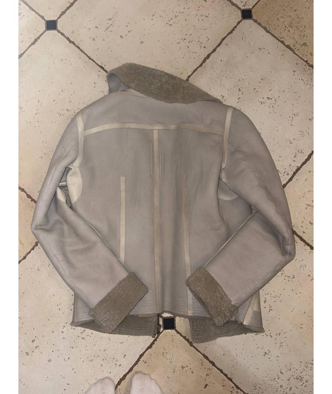 RICK OWENS Бежевая кожаная дубленка, фото 3