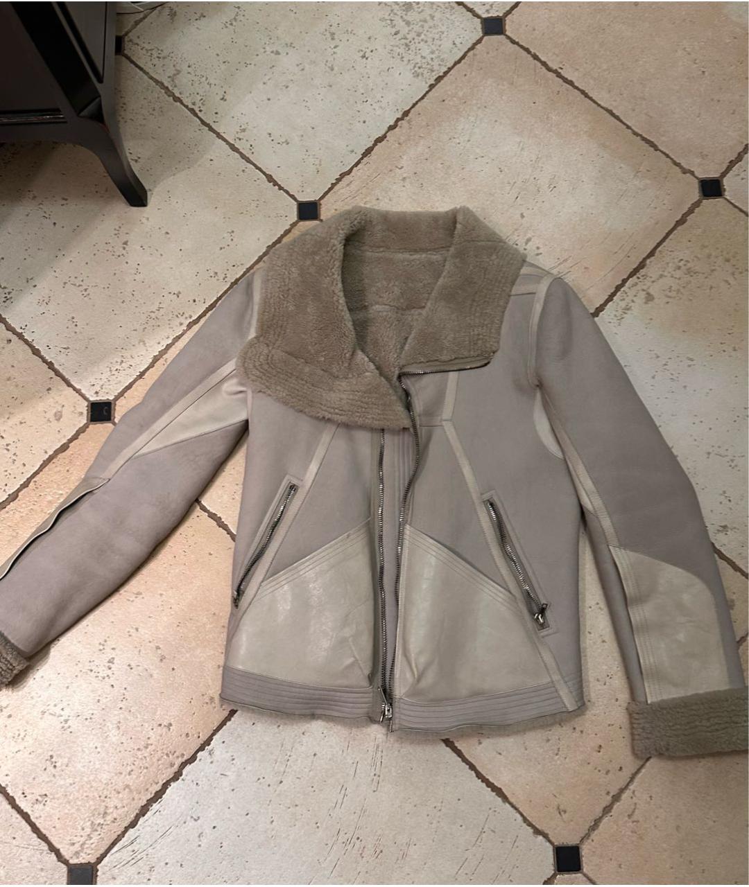 RICK OWENS Бежевая кожаная дубленка, фото 6