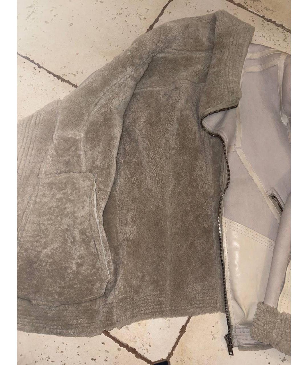 RICK OWENS Бежевая кожаная дубленка, фото 4