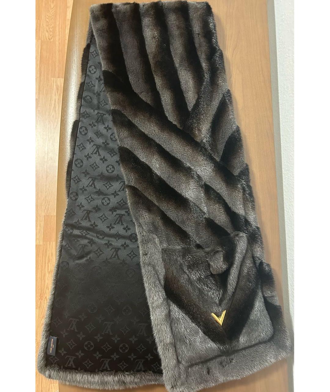 LOUIS VUITTON Антрацитовый шарф, фото 3