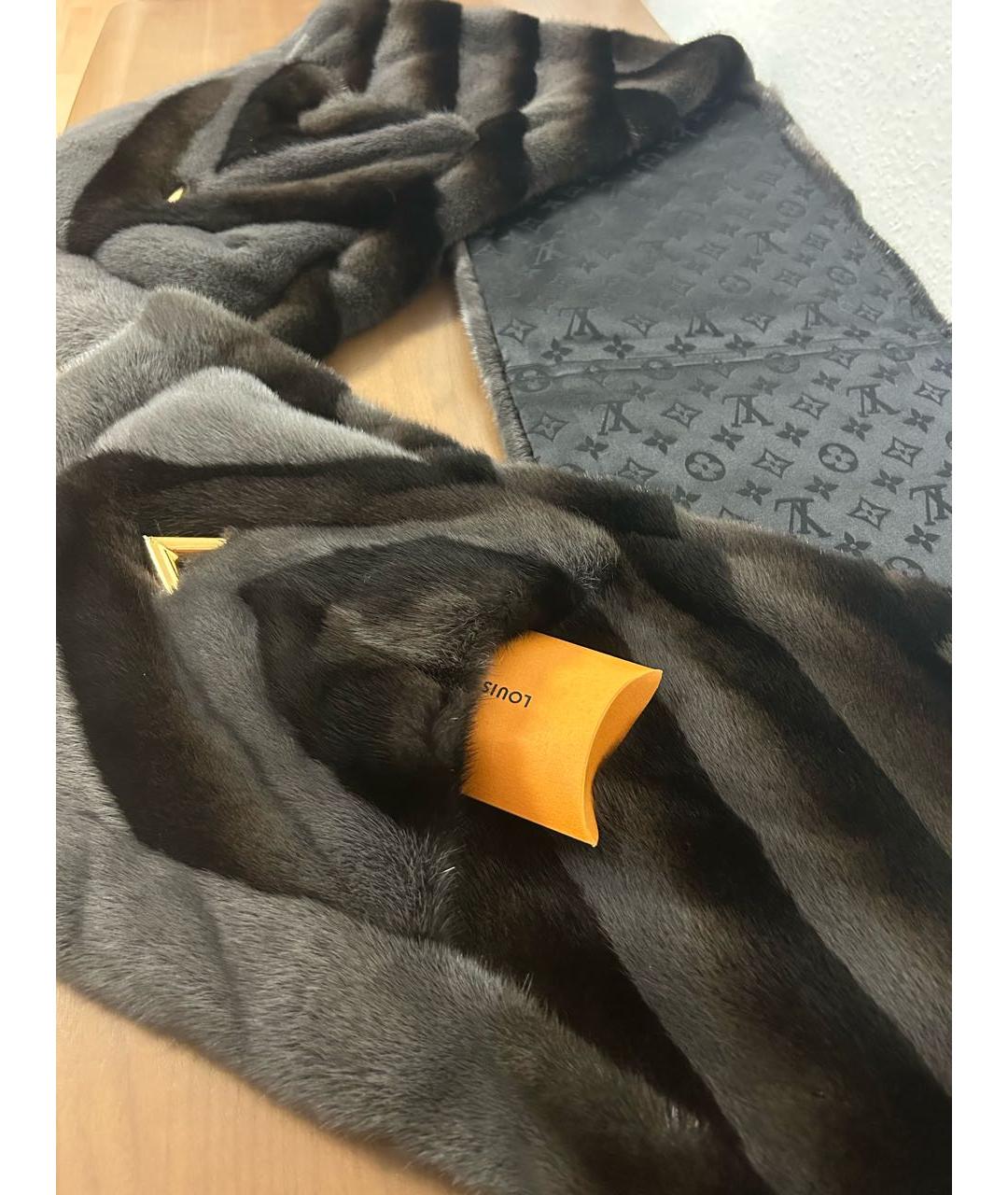 LOUIS VUITTON Антрацитовый шарф, фото 6