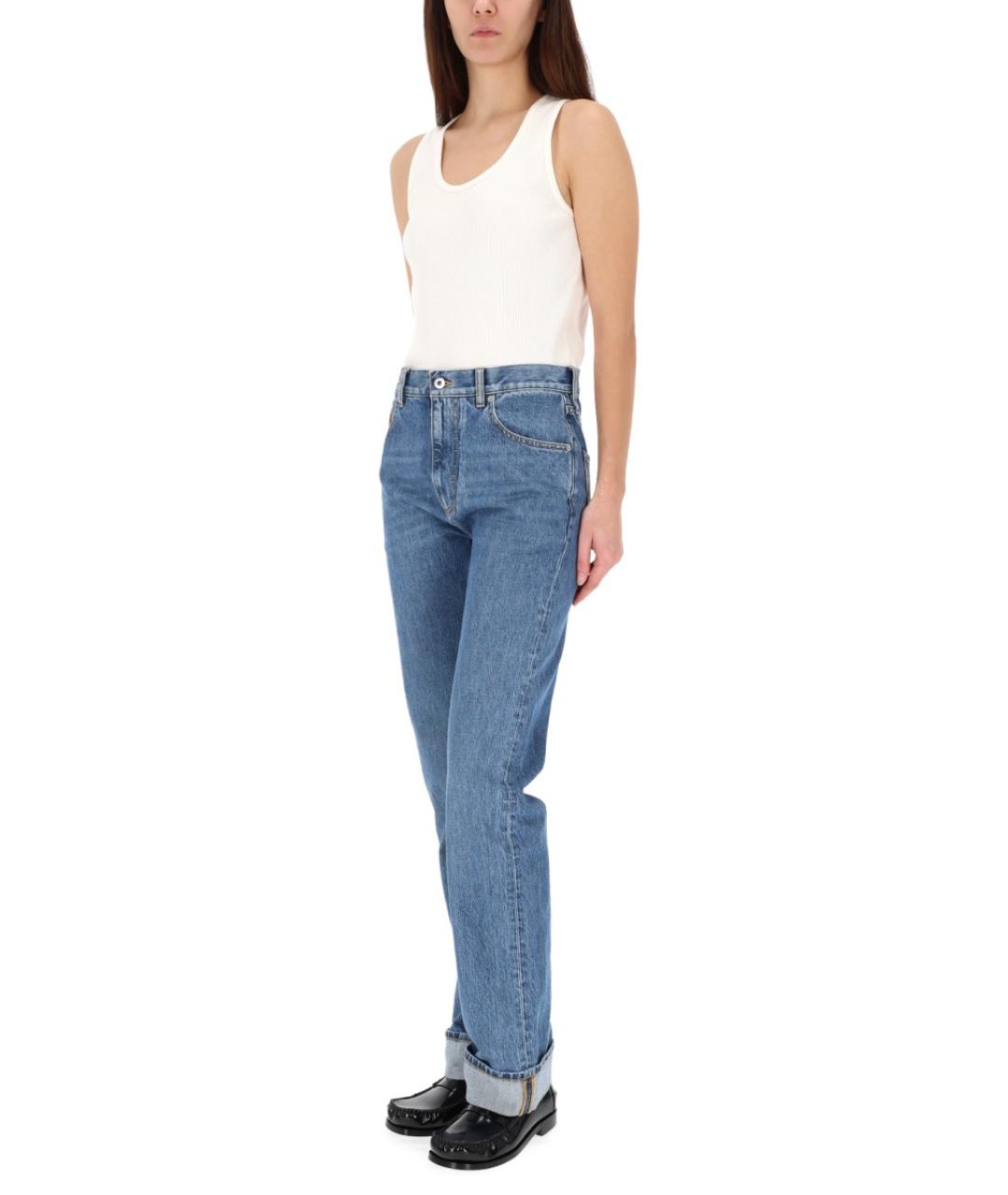 BOTTEGA VENETA Синие хлопковые прямые джинсы, фото 2