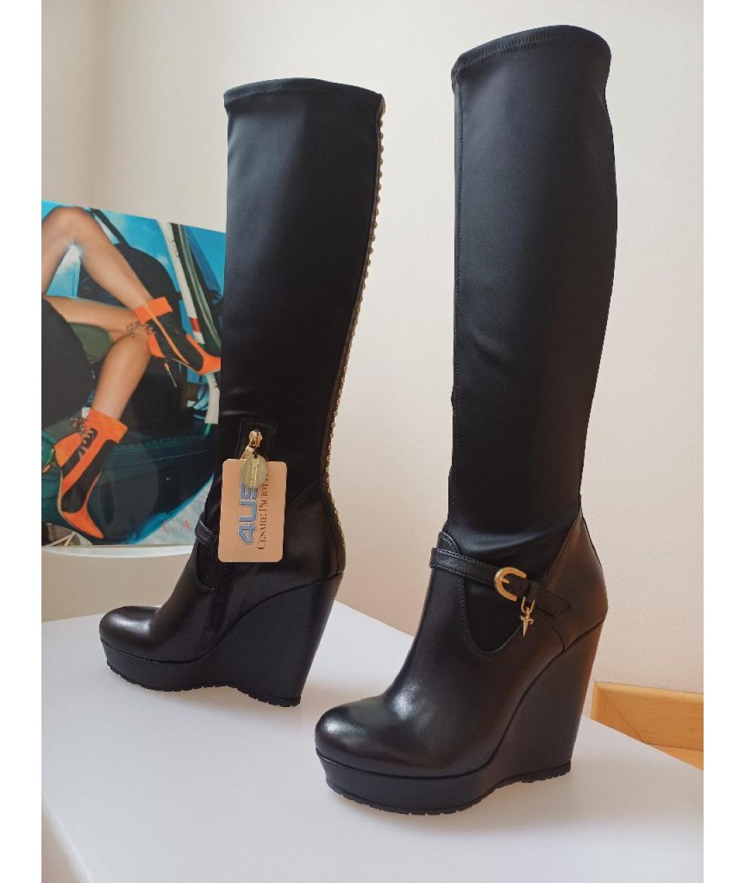 CESARE PACIOTTI Черные кожаные сапоги, фото 3