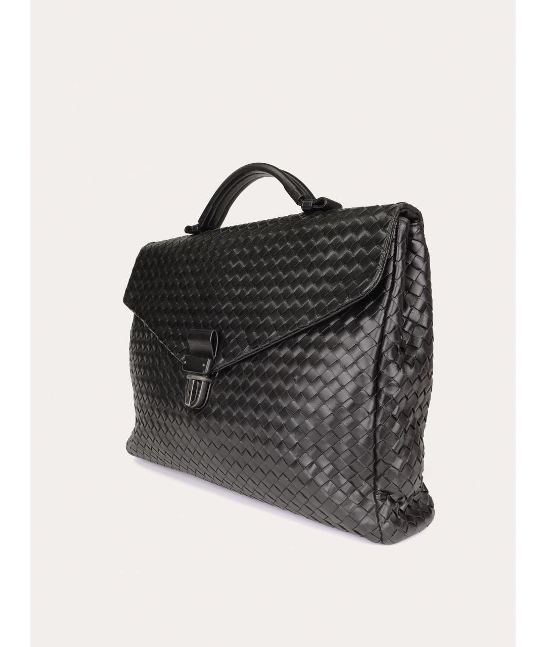 BOTTEGA VENETA Черный кожаный портфель, фото 2