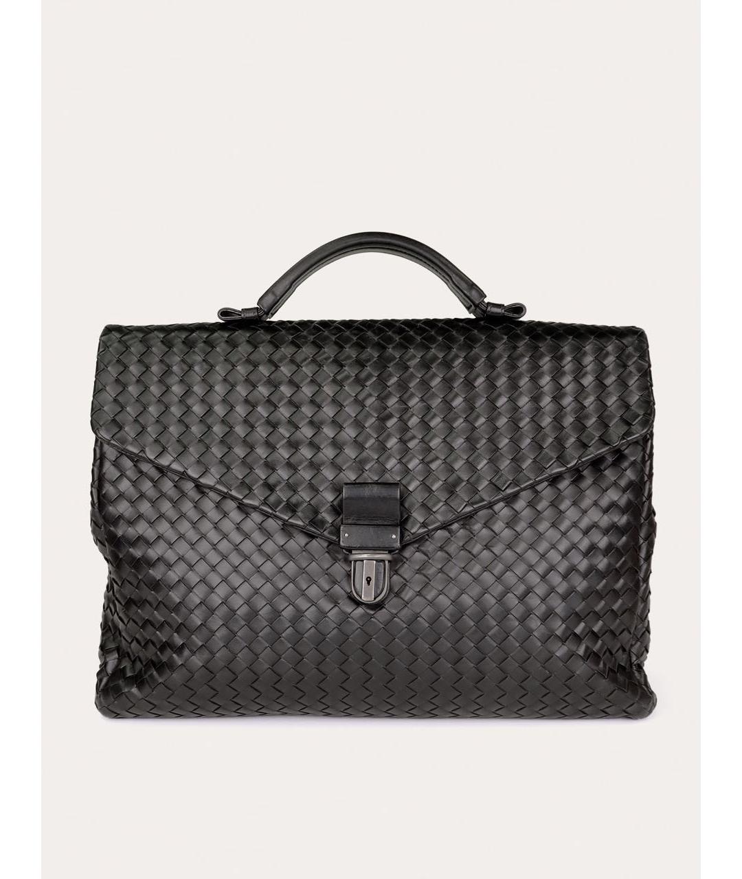 BOTTEGA VENETA Черный кожаный портфель, фото 8