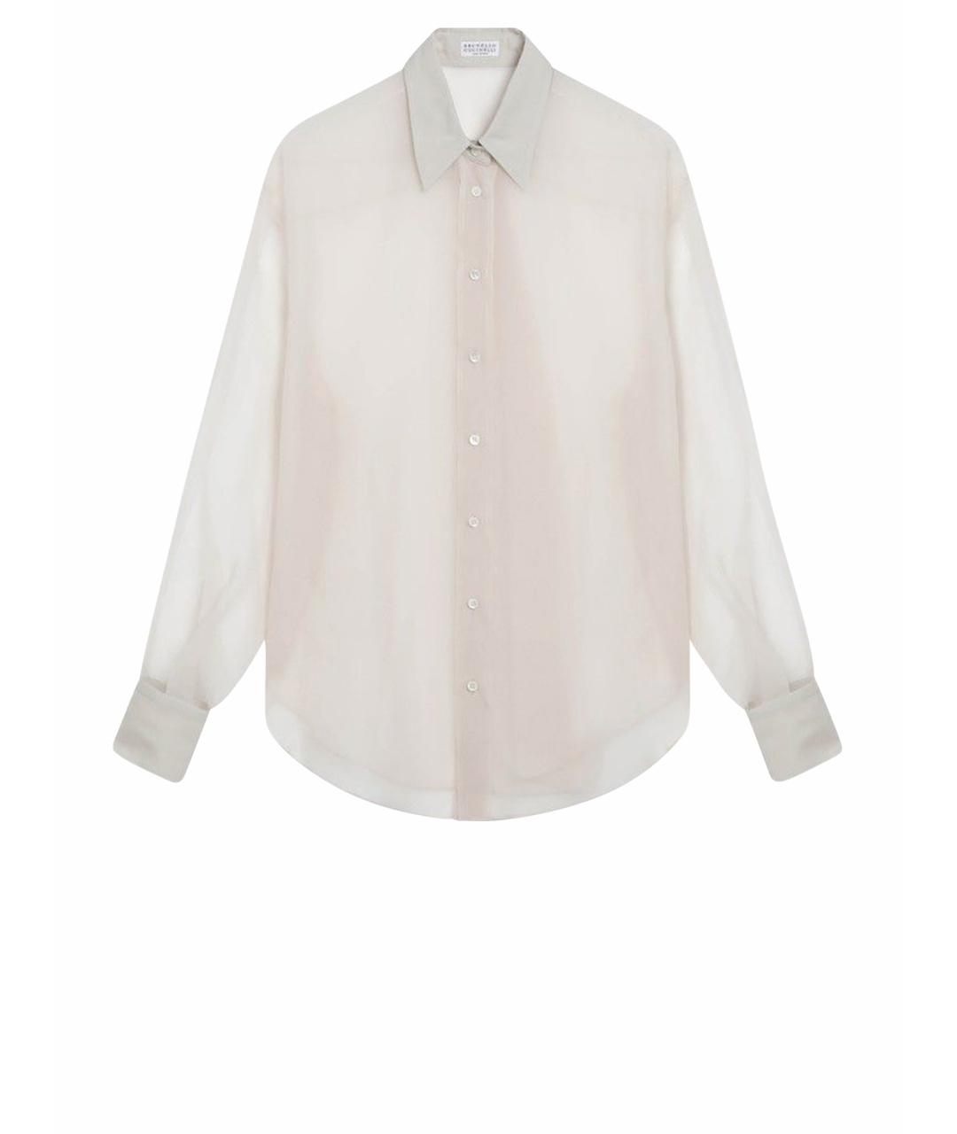 BRUNELLO CUCINELLI Бежевая шелковая рубашка, фото 1