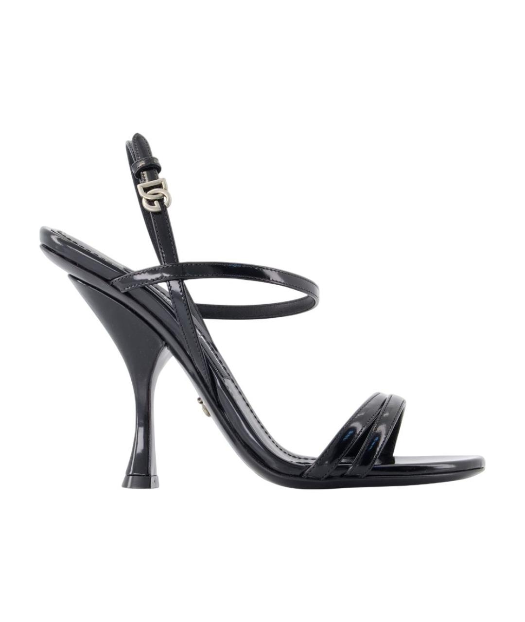 DOLCE&GABBANA Черные кожаные босоножки, фото 1