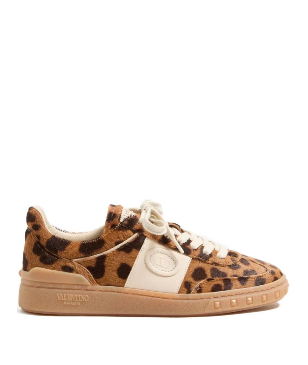 VALENTINO Коричневые кожаные кроссовки, фото 1