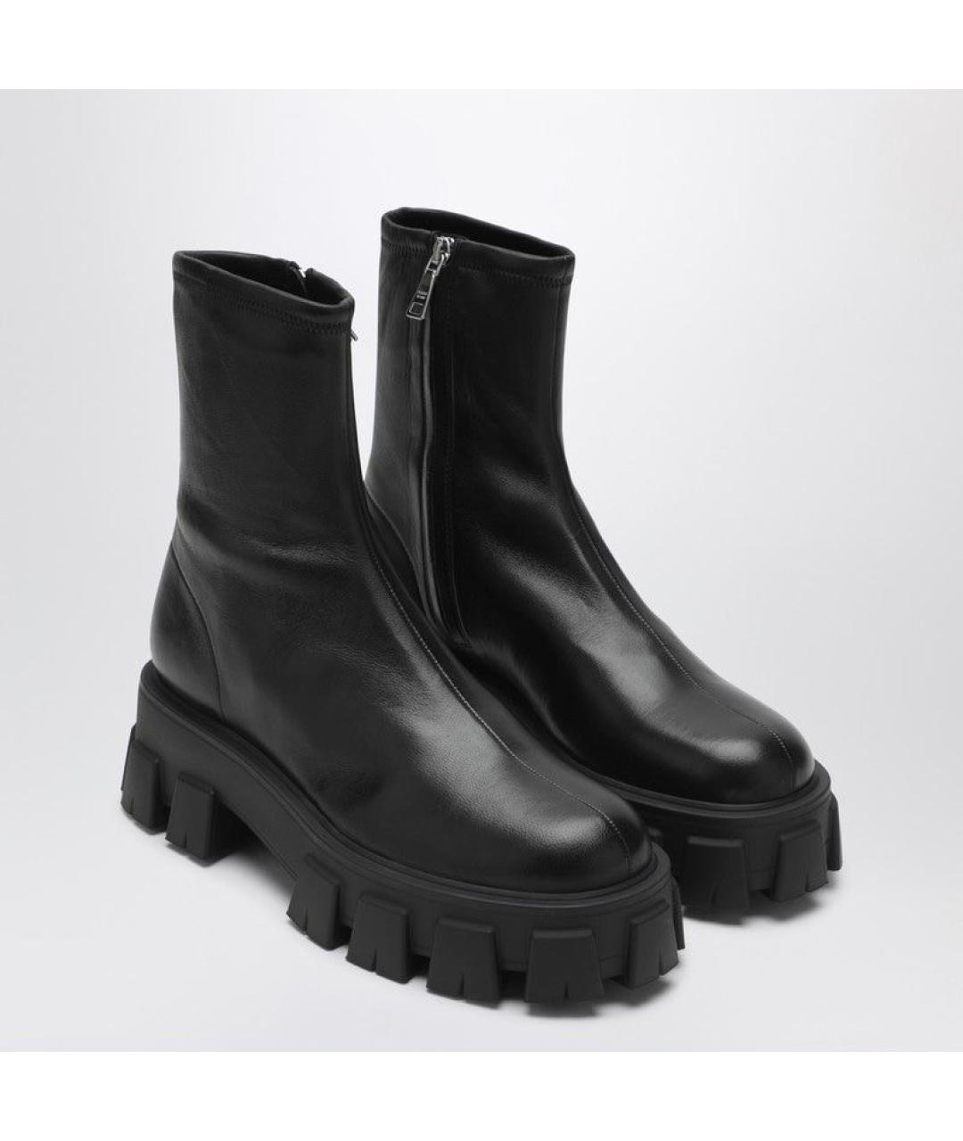 PRADA Черные кожаные ботинки, фото 2