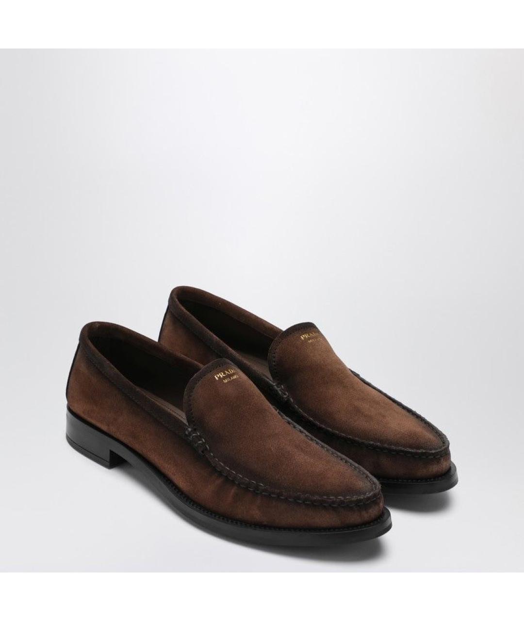 PRADA Коричневые кожаные лоферы, фото 5