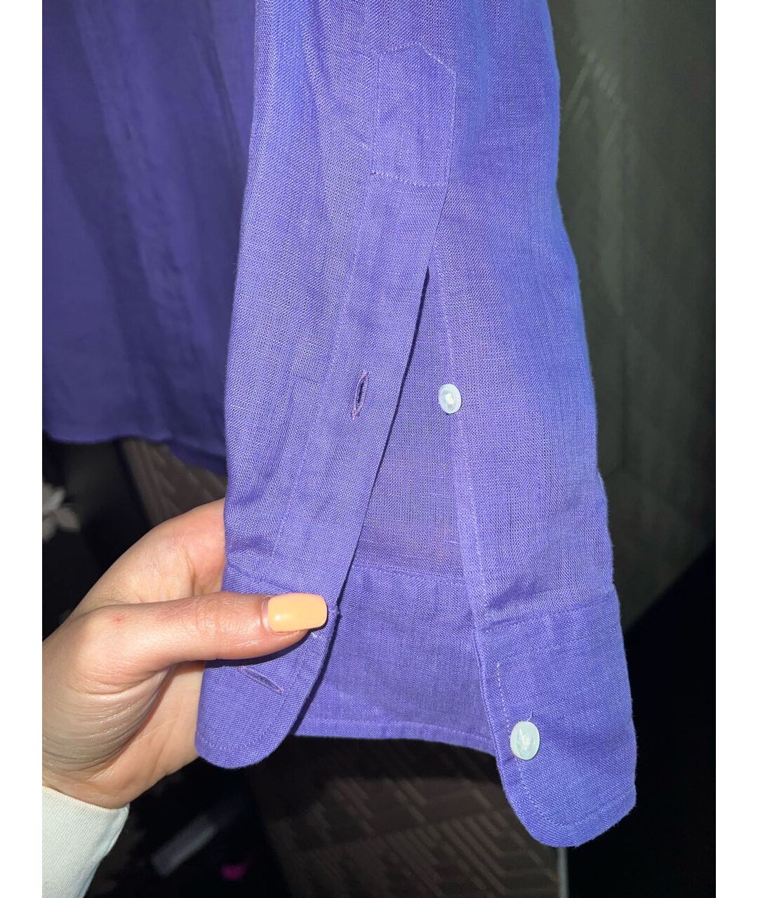 RALPH LAUREN Фиолетовая льняная кэжуал рубашка, фото 3