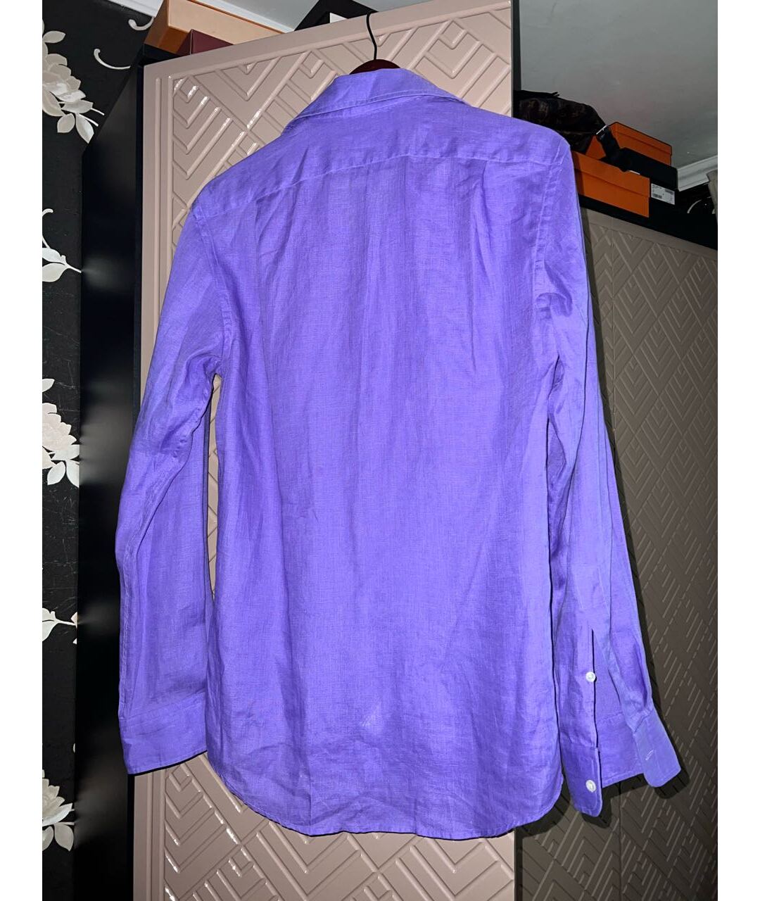 RALPH LAUREN Фиолетовая льняная кэжуал рубашка, фото 2