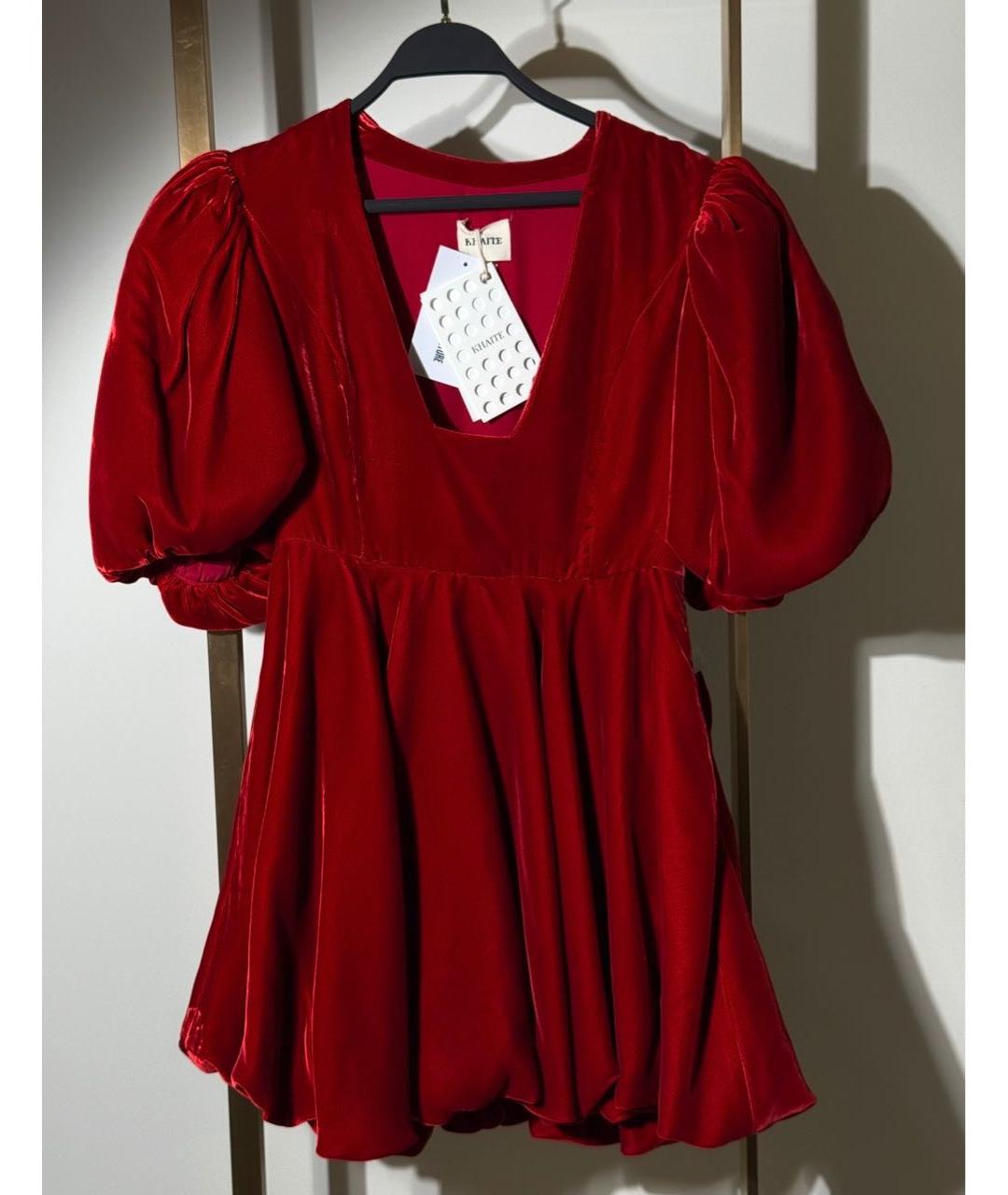 KHAITE Красное вискозное коктейльное платье, фото 4