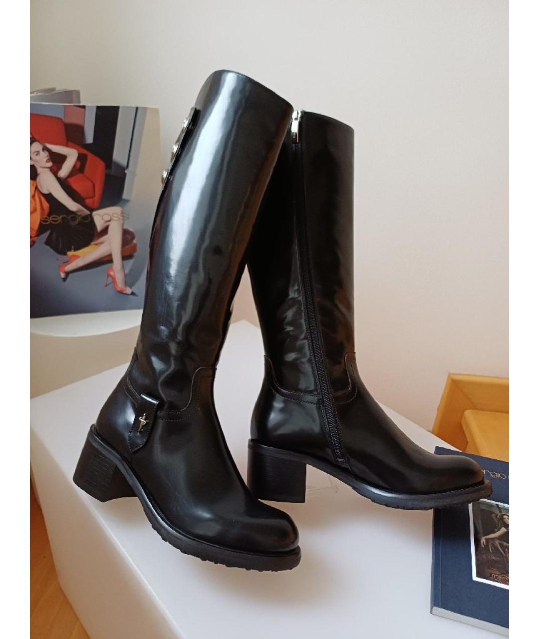 CESARE PACIOTTI Черные сапоги из лакированной кожи, фото 4