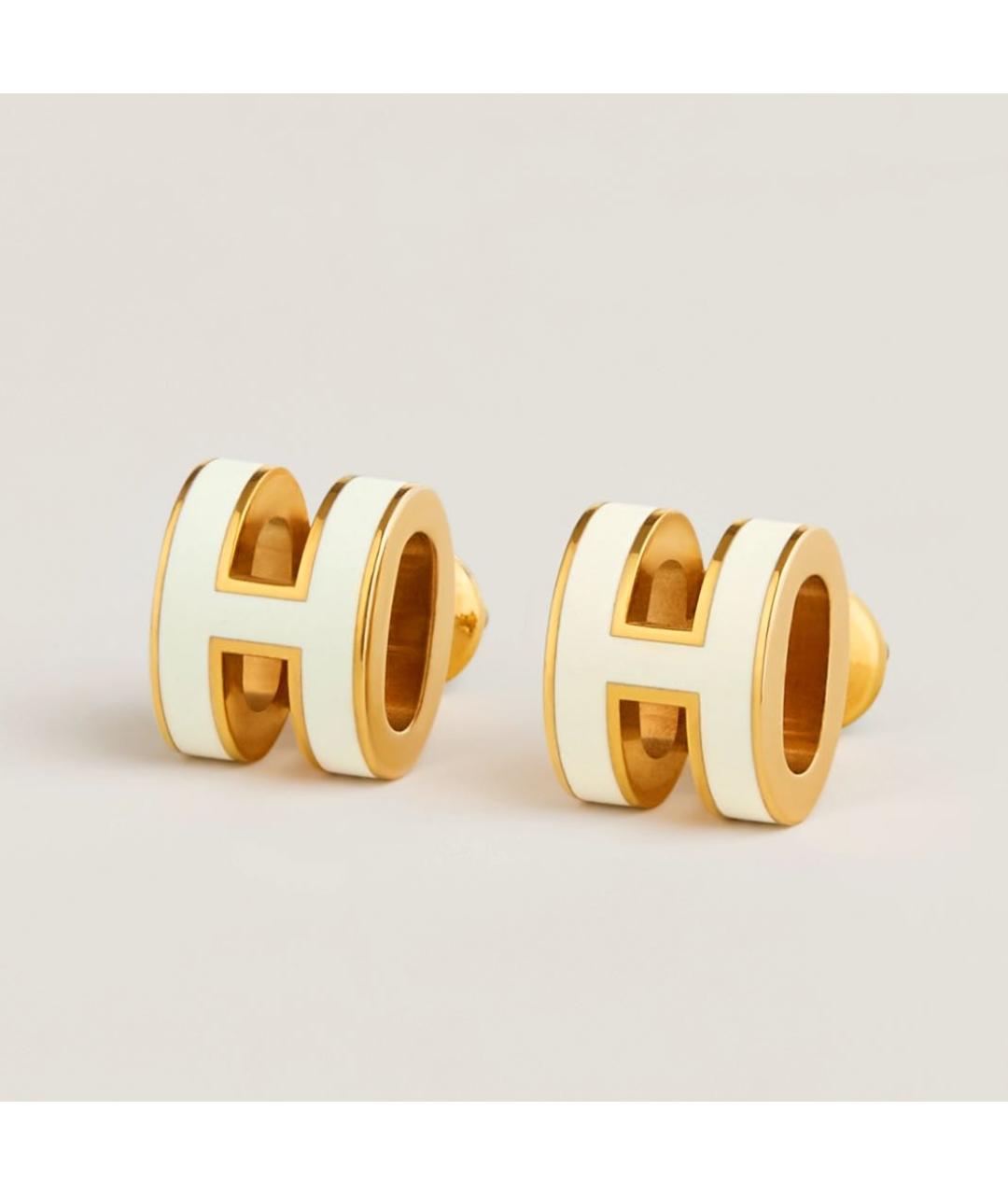 HERMES Белые металлические серьги, фото 3