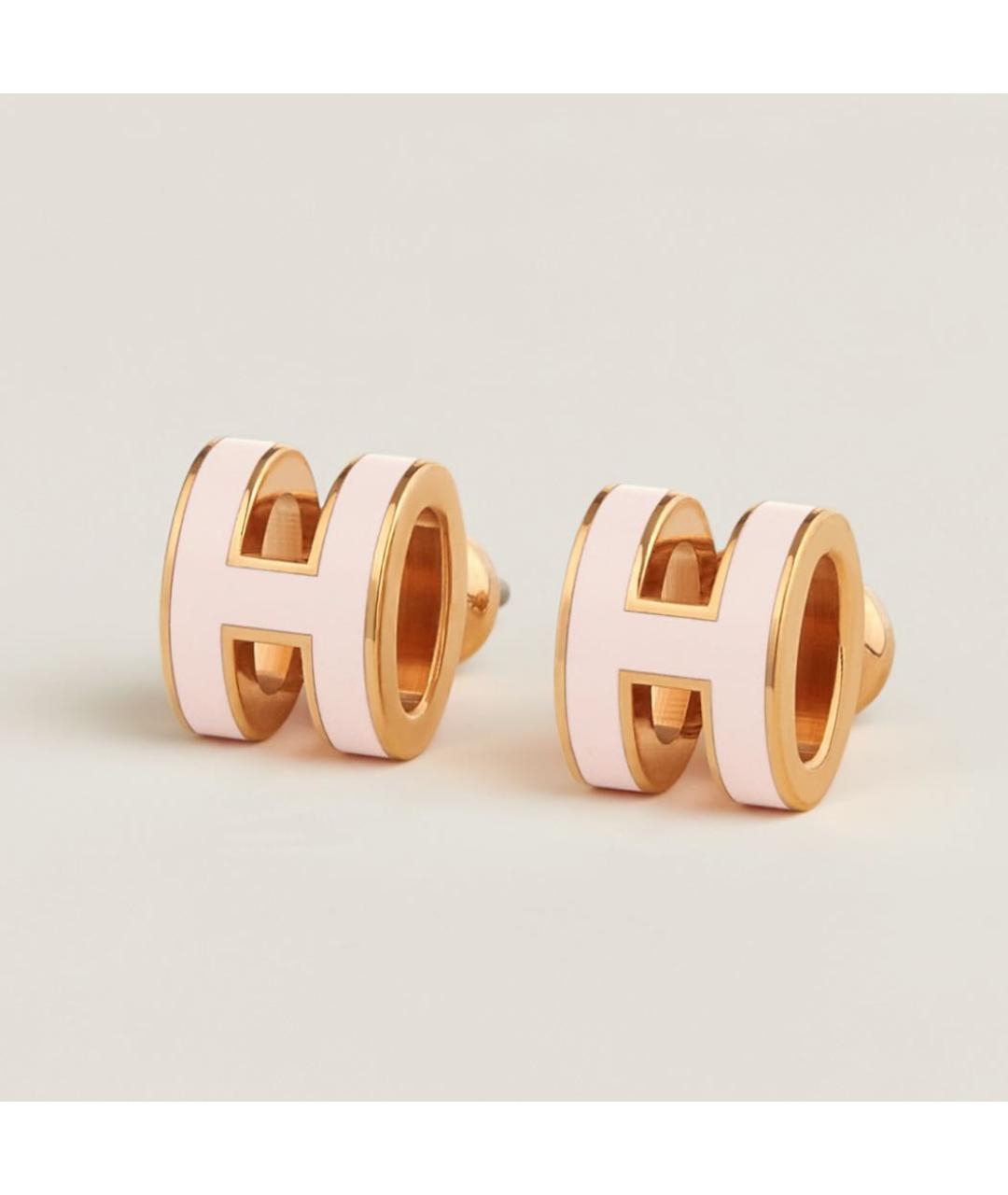 HERMES Розовые металлические серьги, фото 3