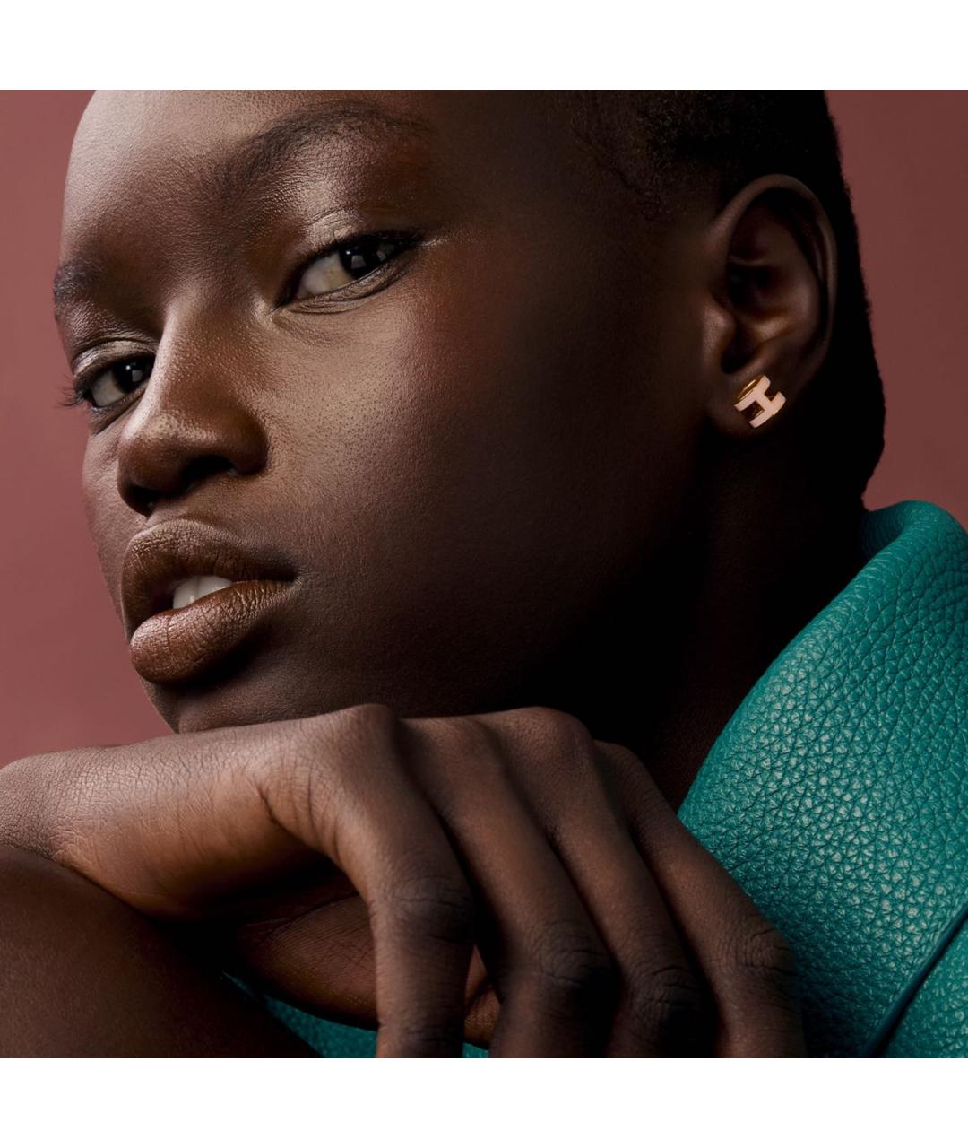 HERMES Розовые металлические серьги, фото 2