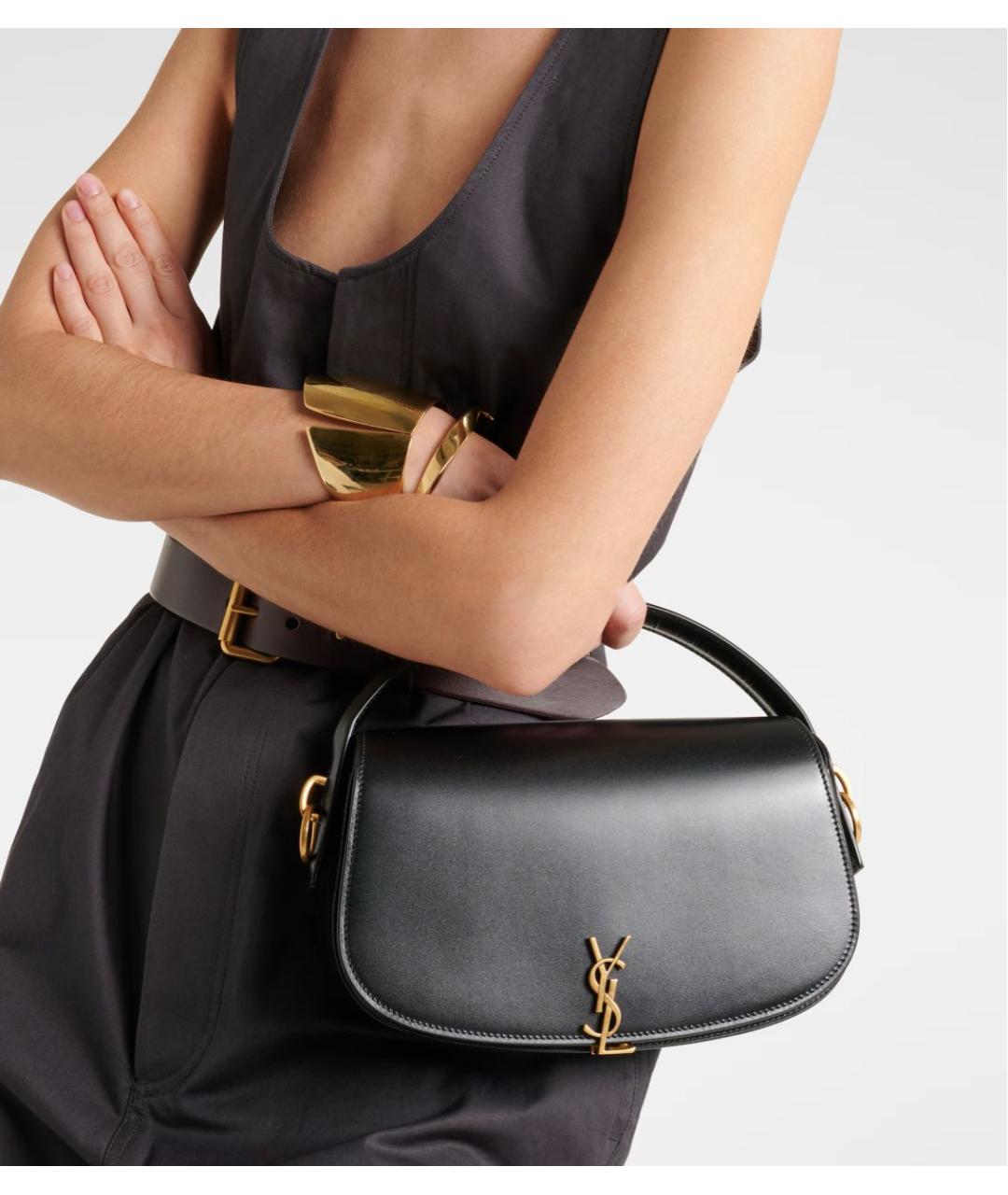 SAINT LAURENT Черная кожаная сумка через плечо, фото 5