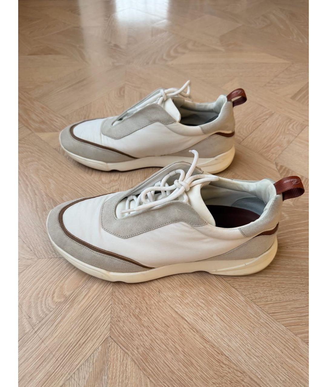 LORO PIANA Белые замшевые низкие кроссовки / кеды, фото 3