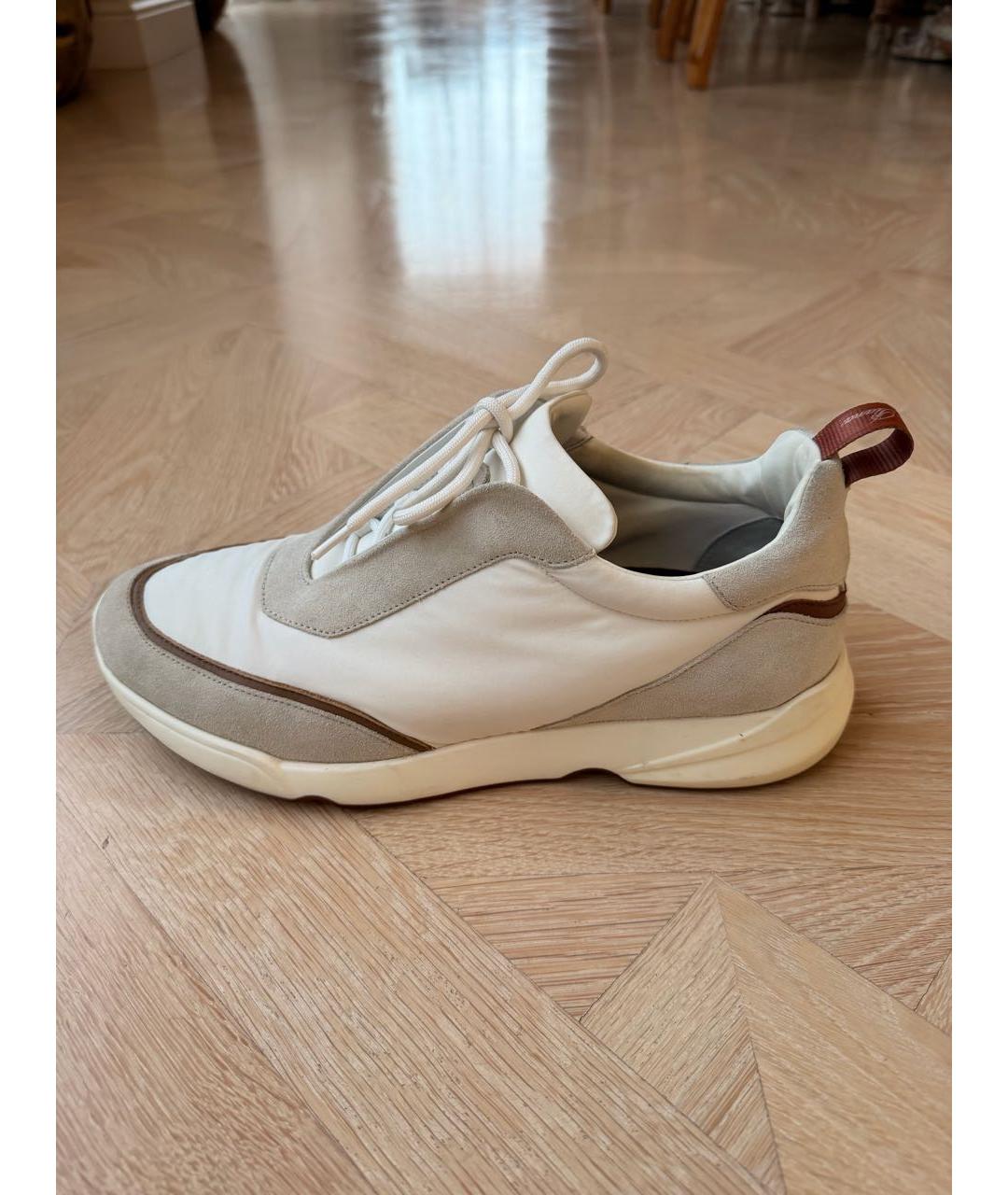 LORO PIANA Белые замшевые низкие кроссовки / кеды, фото 8