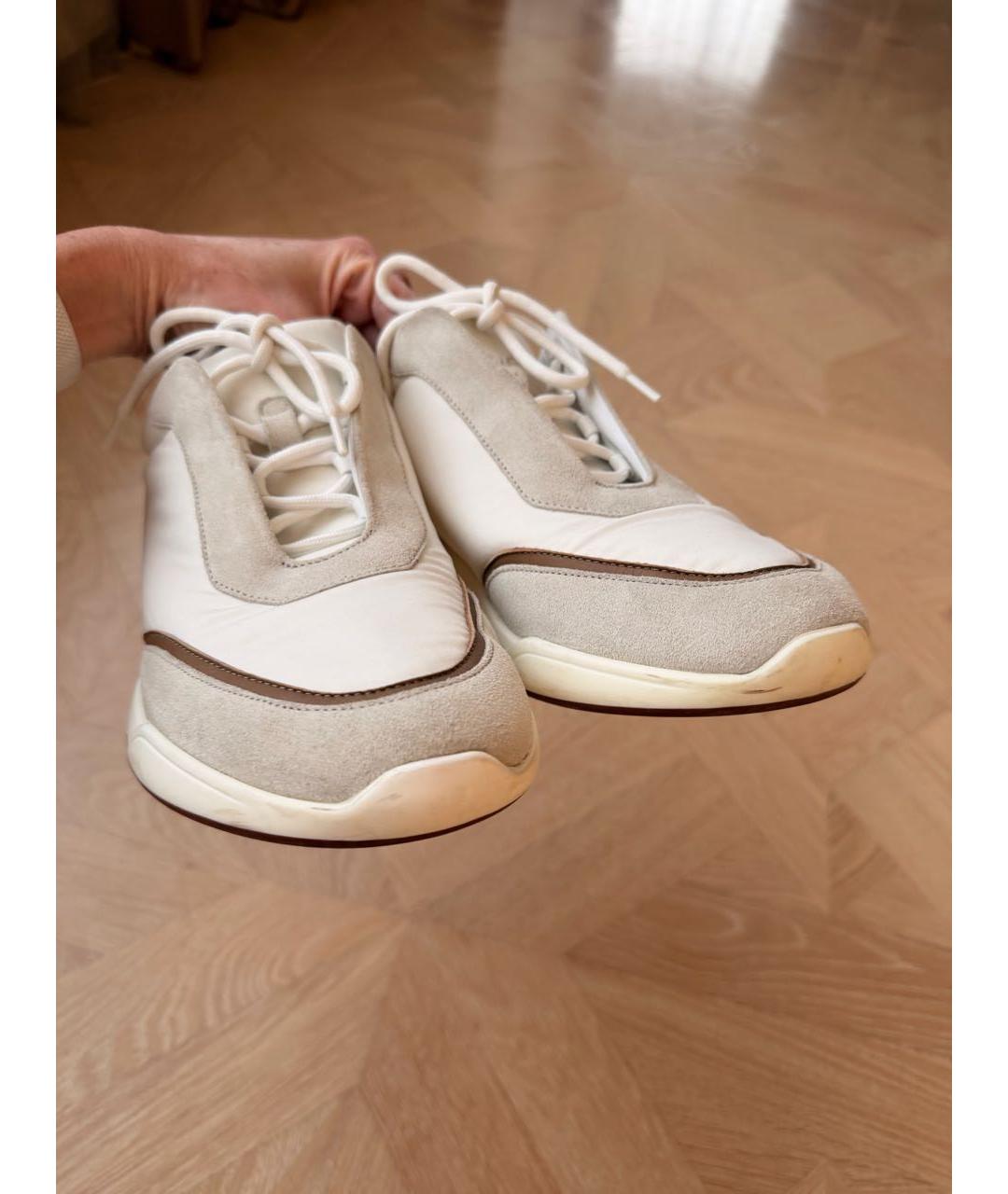 LORO PIANA Белые замшевые низкие кроссовки / кеды, фото 7