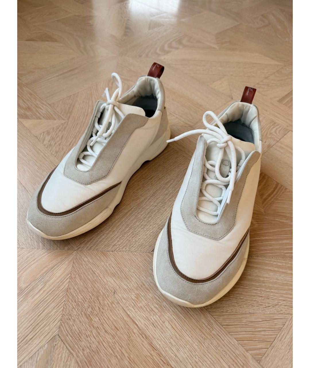 LORO PIANA Белые замшевые низкие кроссовки / кеды, фото 2