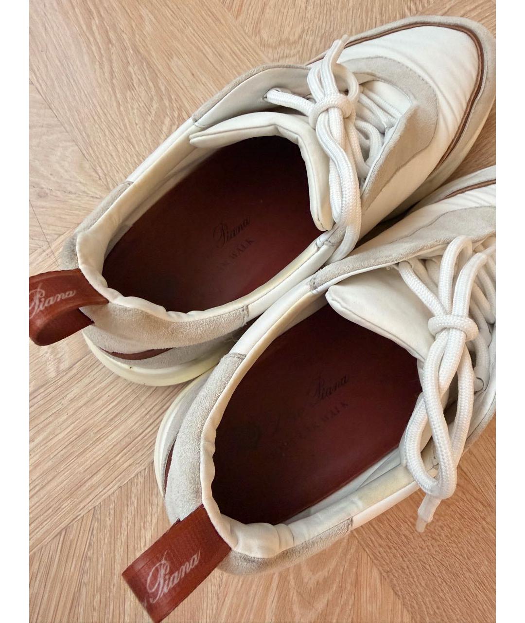 LORO PIANA Белые замшевые низкие кроссовки / кеды, фото 5