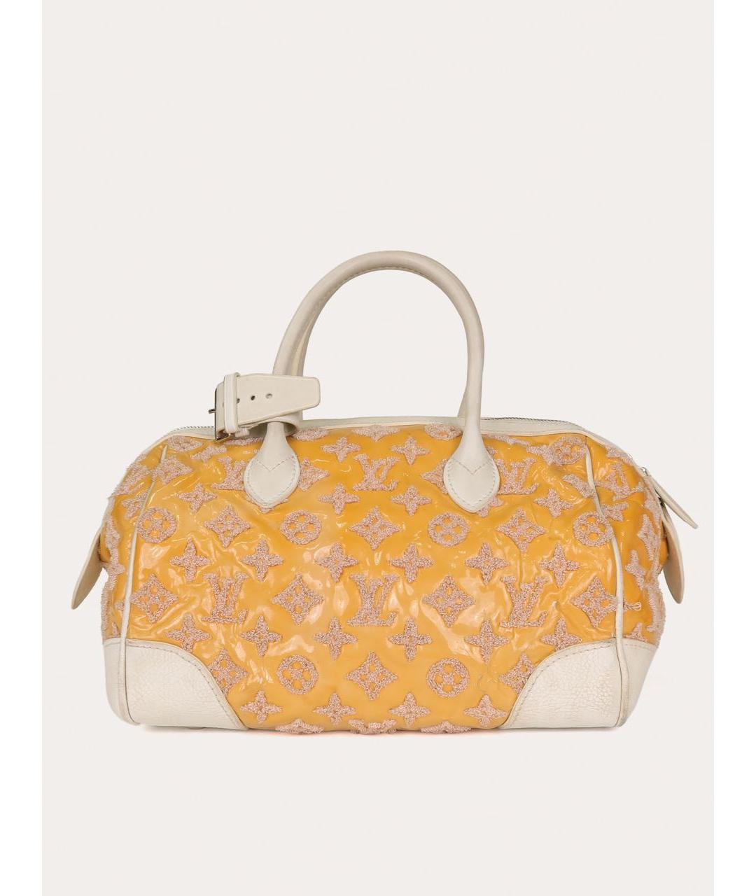 LOUIS VUITTON Желтая кожаная сумка с короткими ручками, фото 9