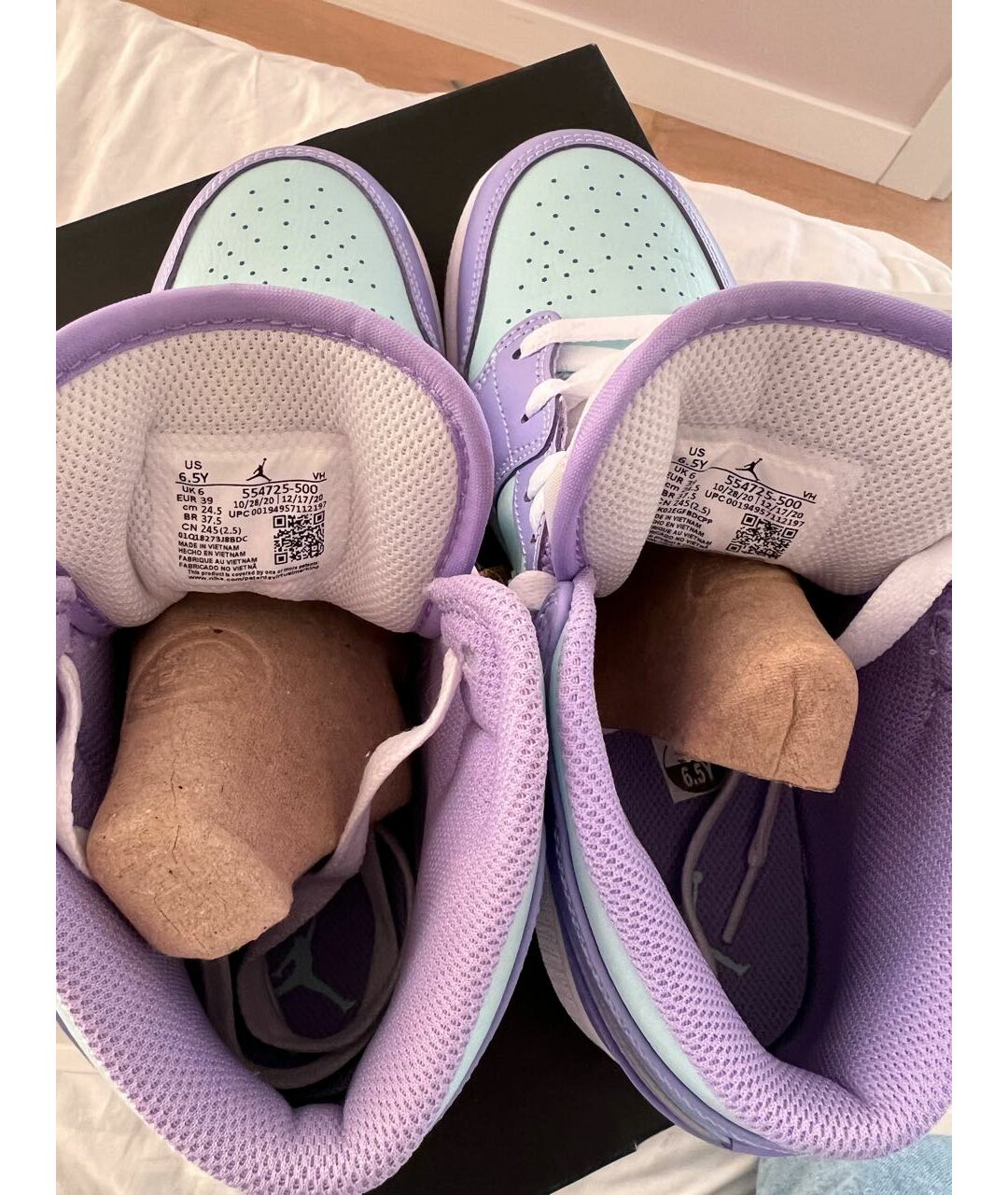 JORDAN Фиолетовые кожаные кроссовки, фото 3