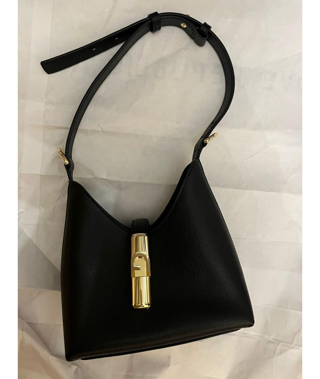 FURLA Черная кожаная сумка с короткими ручками, фото 5