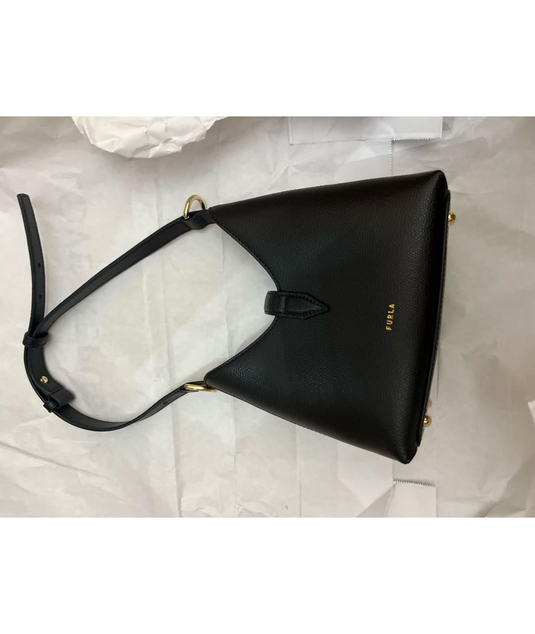 FURLA Черная кожаная сумка с короткими ручками, фото 3