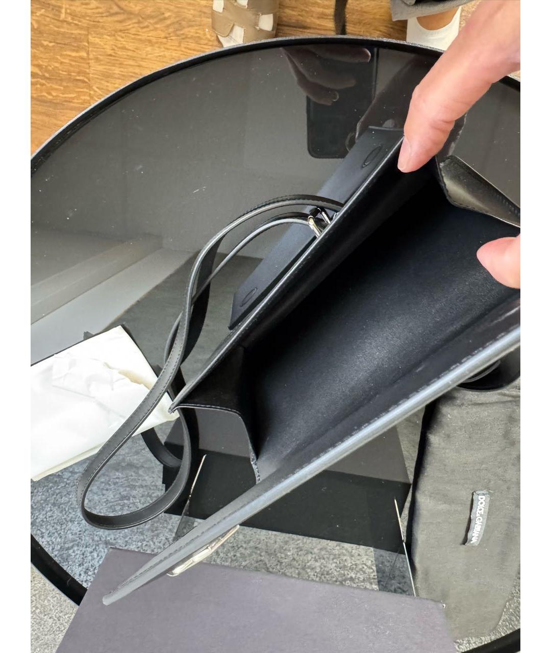 DOLCE&GABBANA Черная кожаная сумка через плечо, фото 5