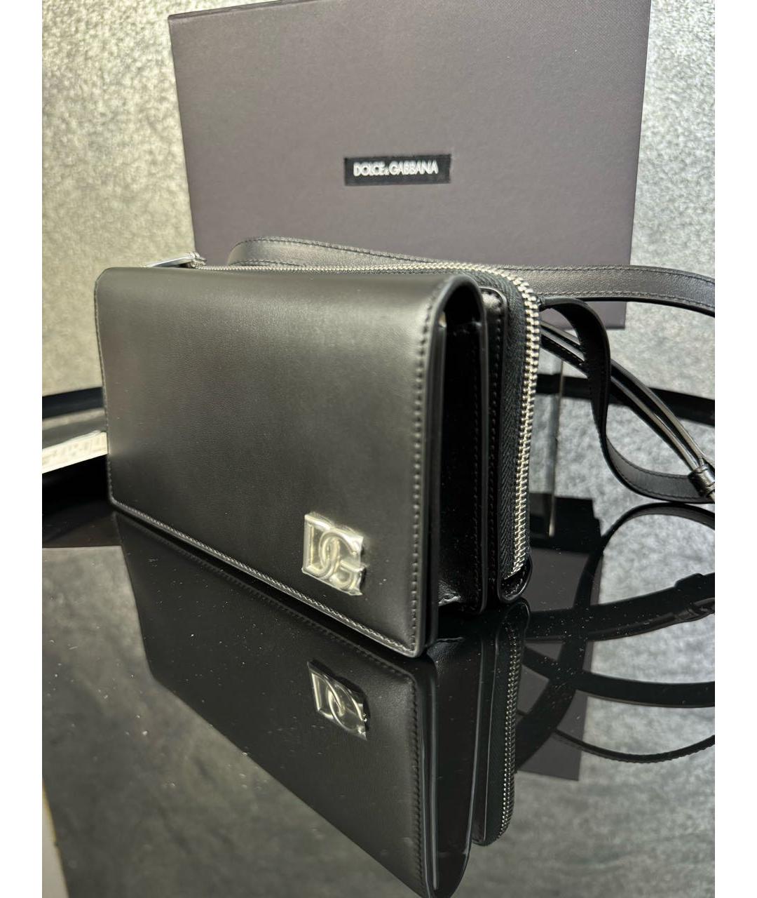 DOLCE&GABBANA Черная кожаная сумка через плечо, фото 2