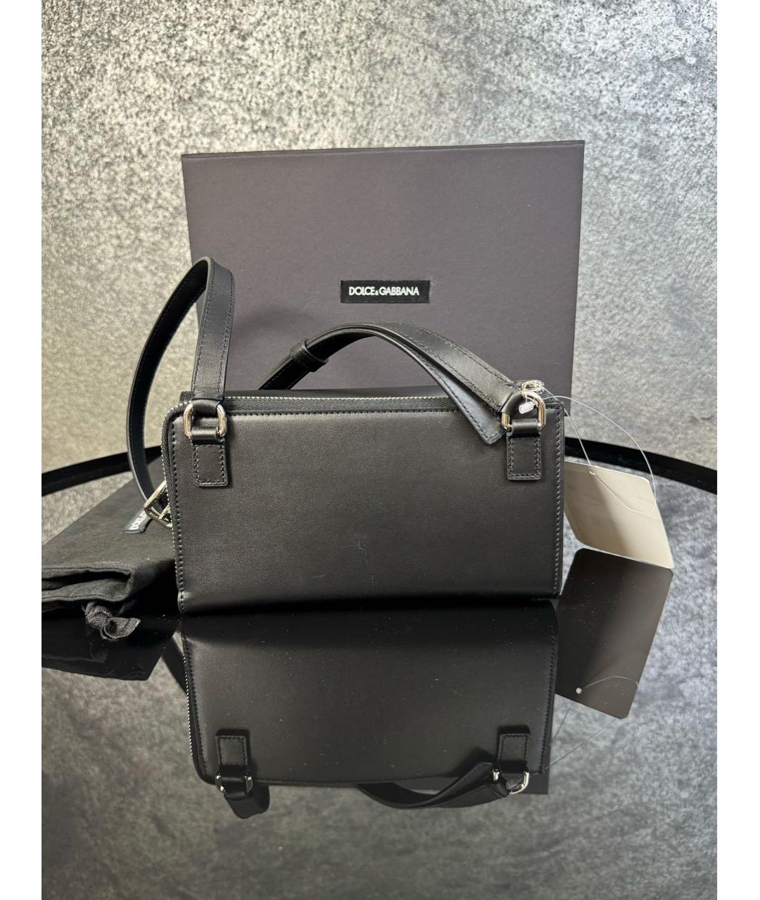 DOLCE&GABBANA Черная кожаная сумка через плечо, фото 3
