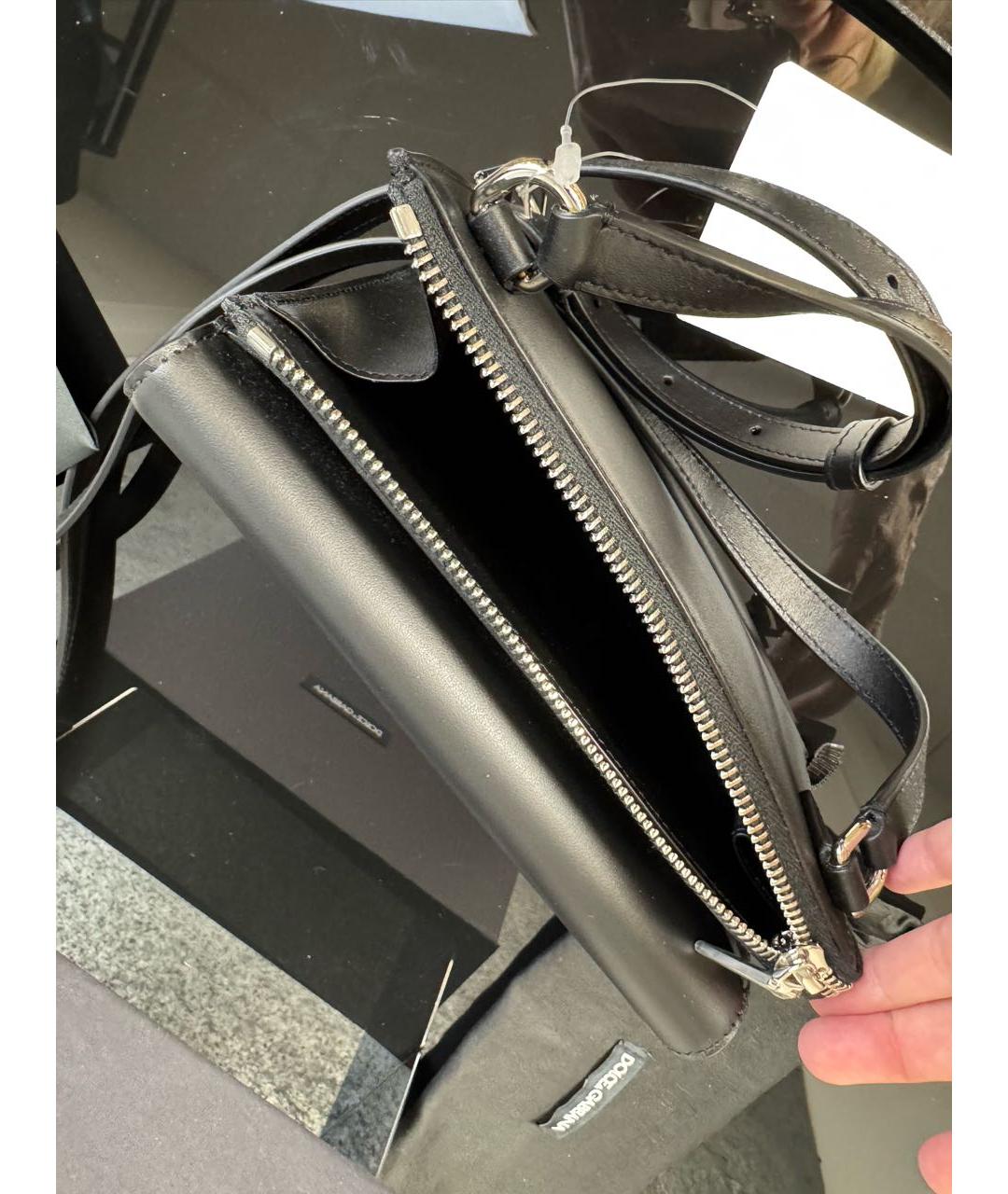 DOLCE&GABBANA Черная кожаная сумка через плечо, фото 4