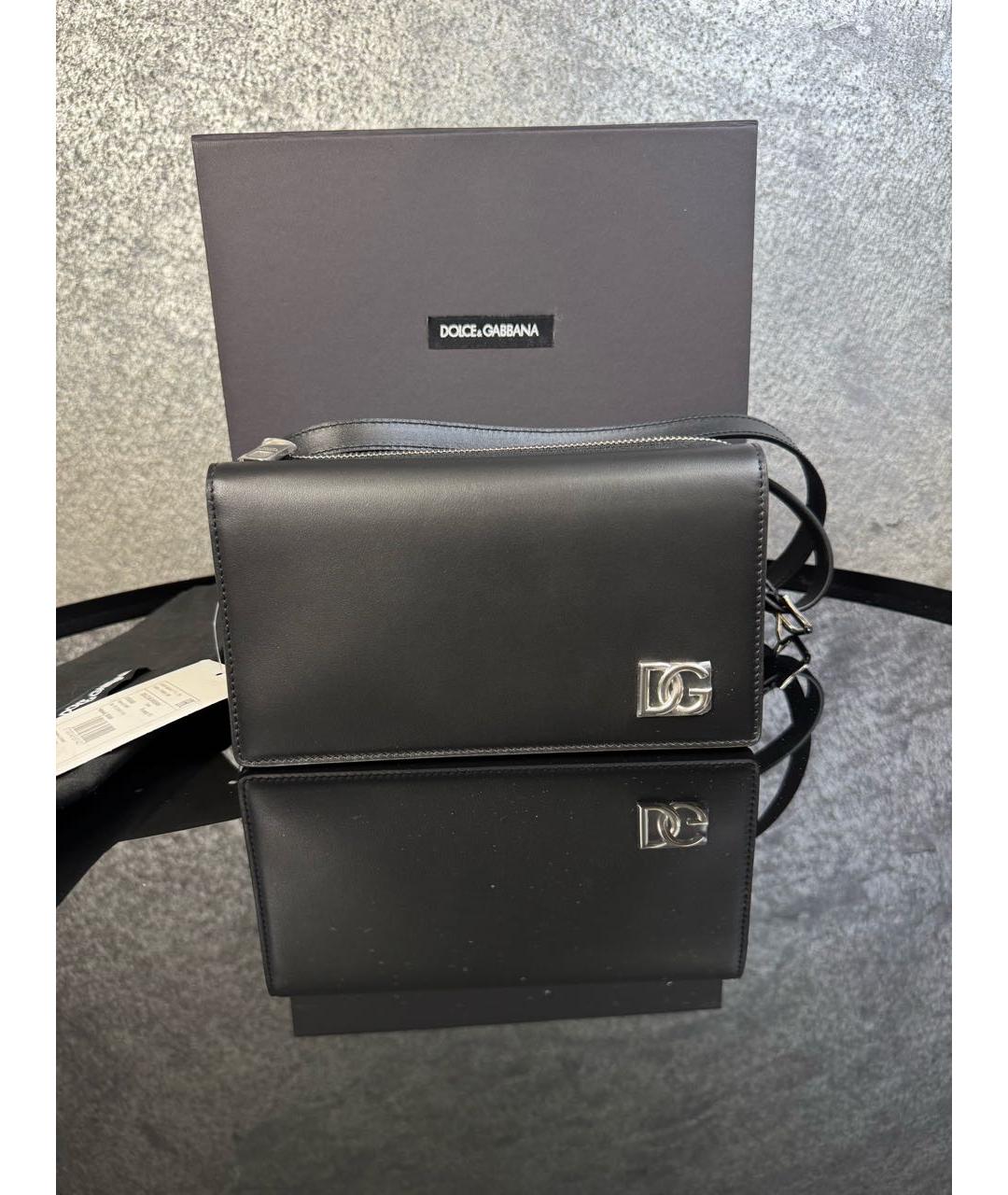 DOLCE&GABBANA Черная кожаная сумка через плечо, фото 9
