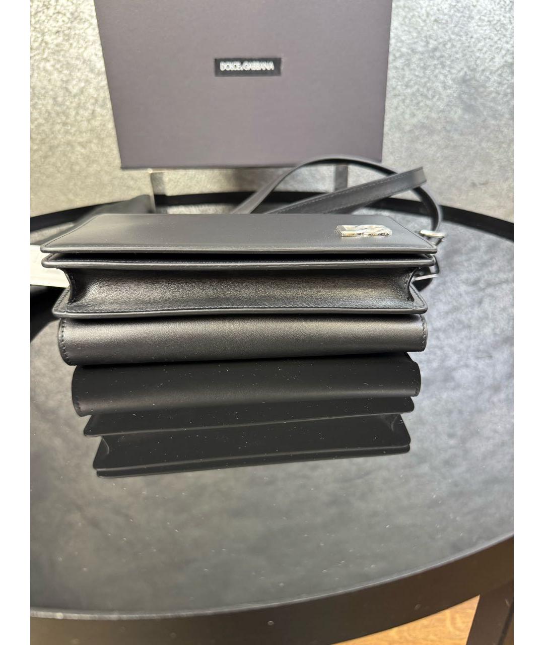 DOLCE&GABBANA Черная кожаная сумка через плечо, фото 6